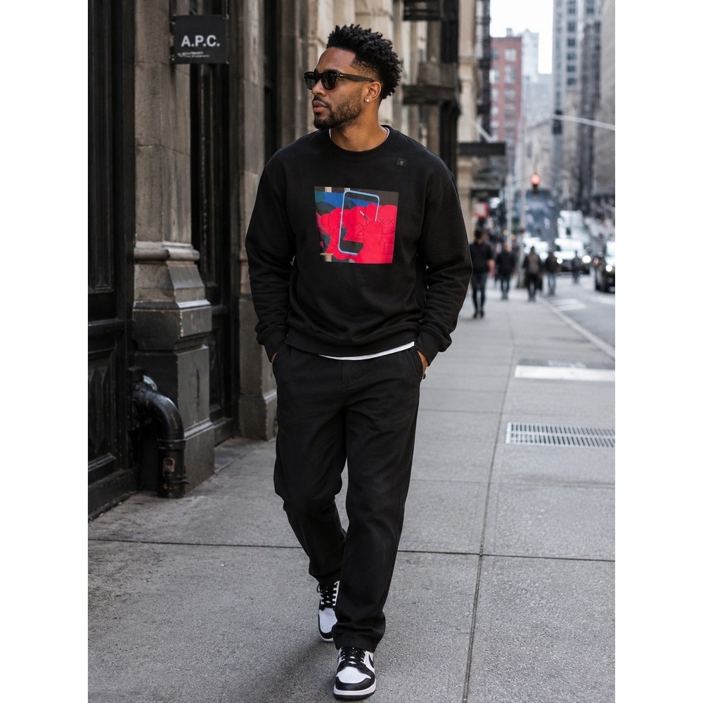 Kaws x UT Uniqlo x Andy Warhol Artsy Black Pullover Sweatshirt Men's Small